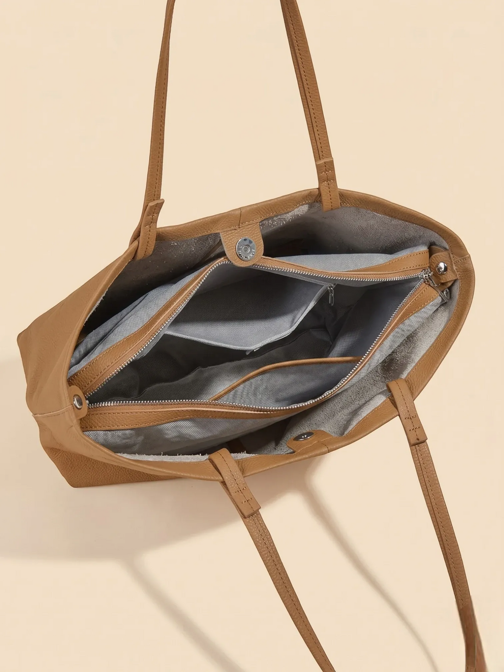 Sac a Main Cabas de Cours Camel en Cuir