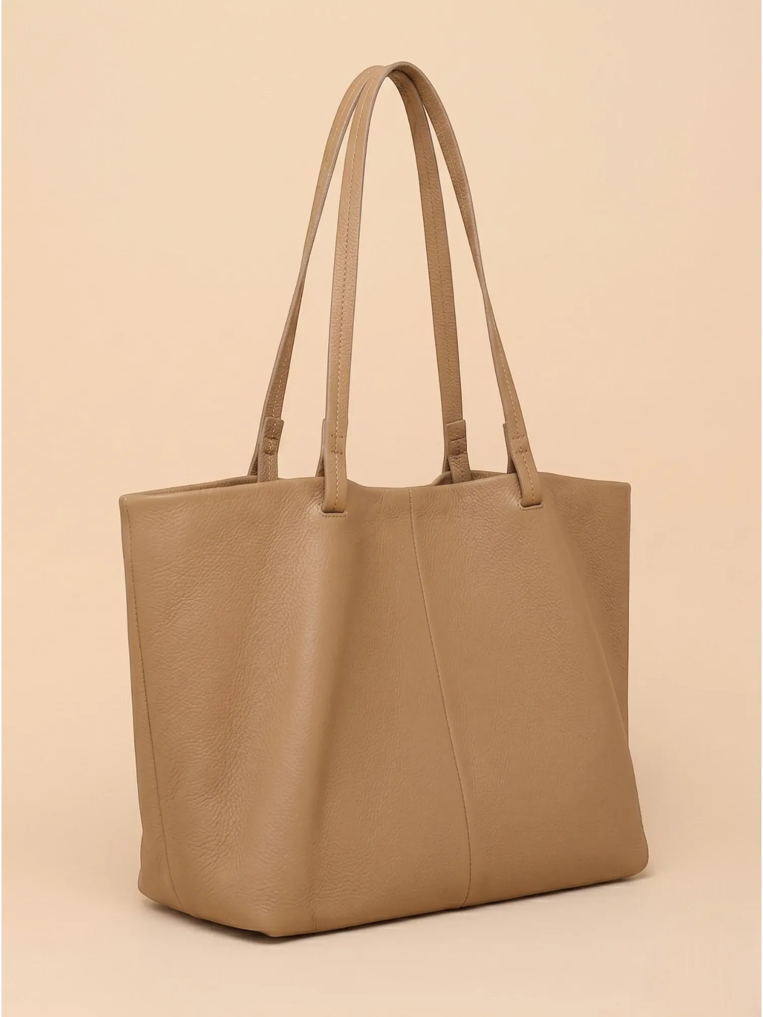 Sac a Main Cabas de Cours Camel en Cuir