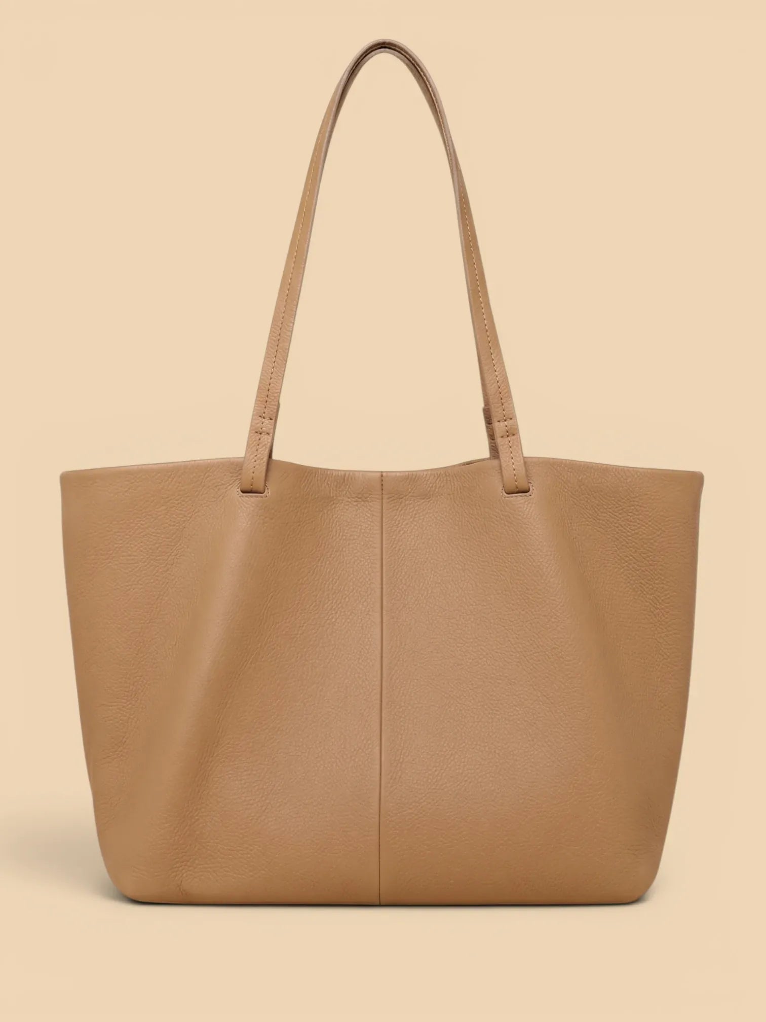 Sac a Main Cabas de Cours Camel en Cuir Camel