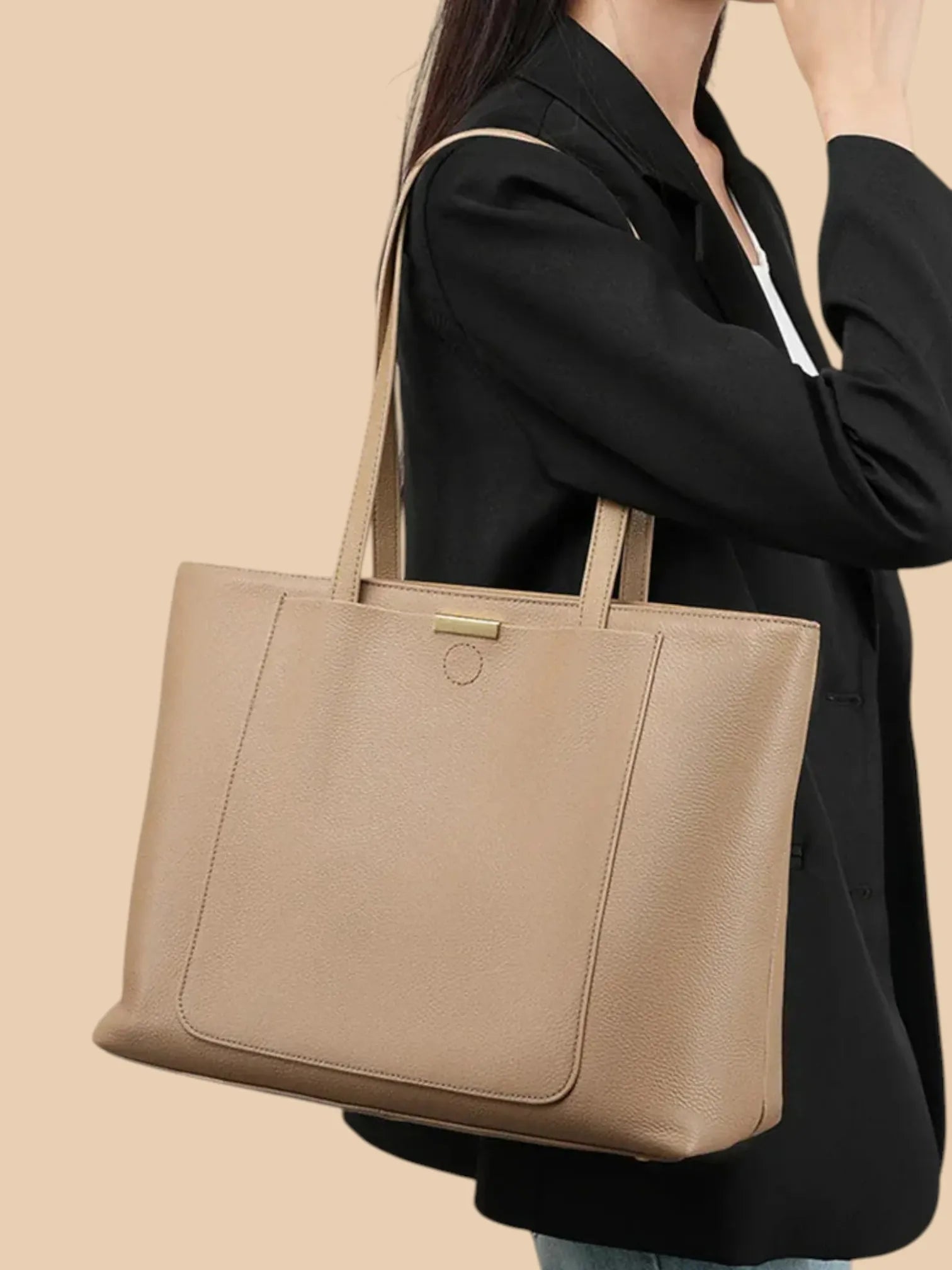 Sac a Main de Cours Cabas Abricot