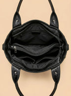 Sac a Main de Cours Carré Noir Cuir Vegan Noir