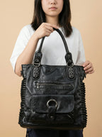 Sac a Main de Cours Carré Noir Cuir Vegan Noir