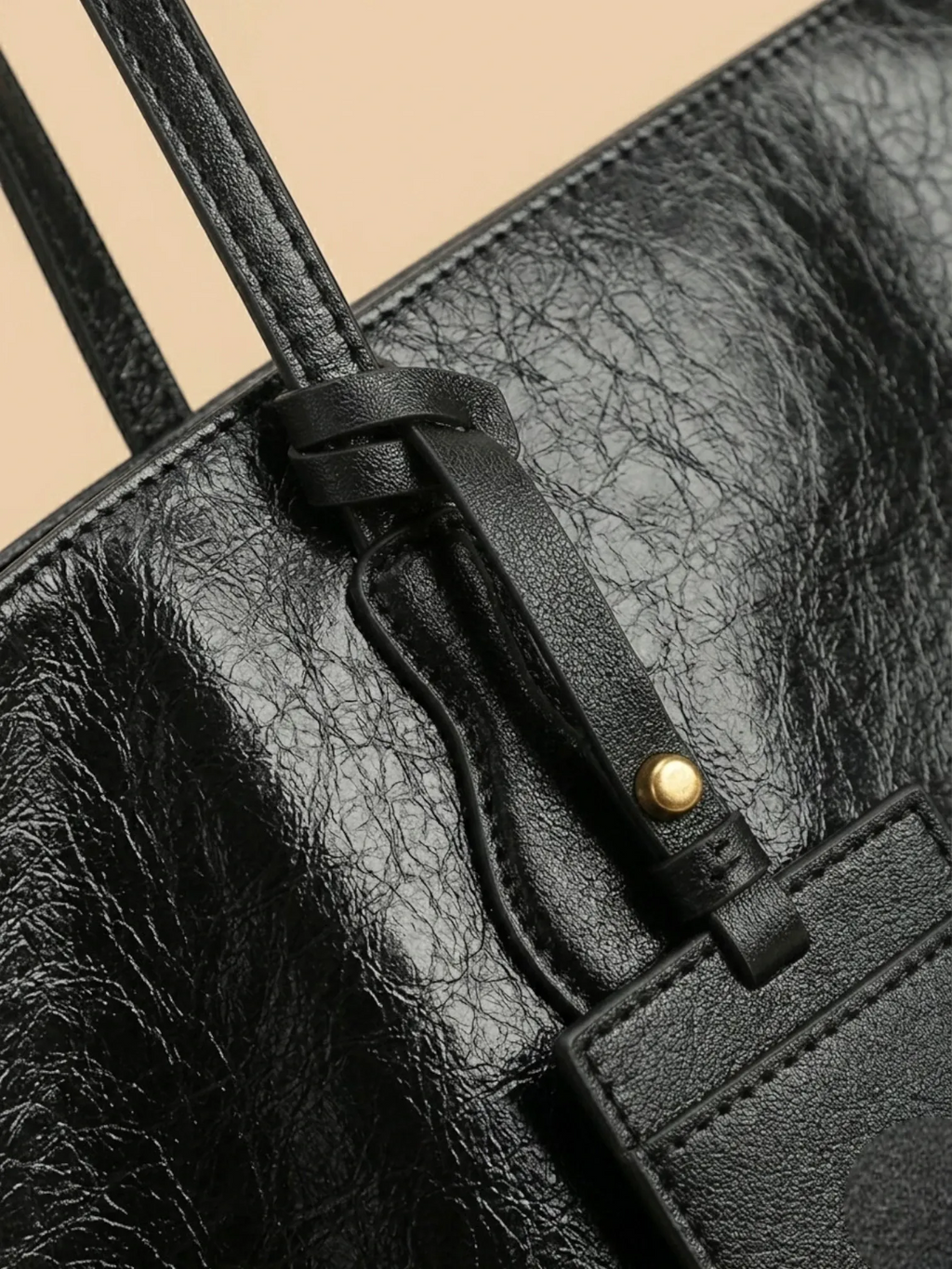 Sac a Main de Cours Élégant en Cuir Noir