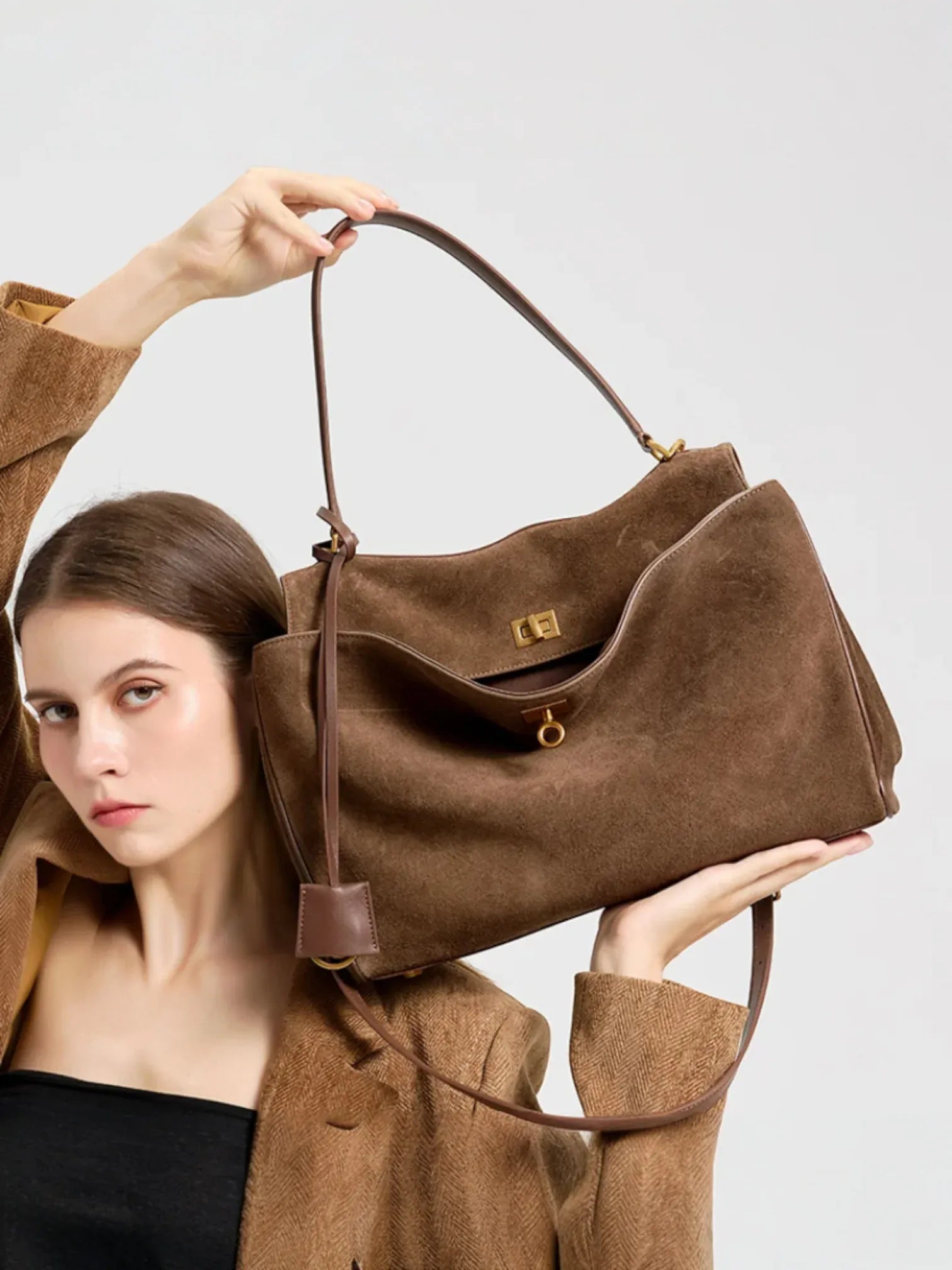 Sac a Main de Cours en Suède Marron