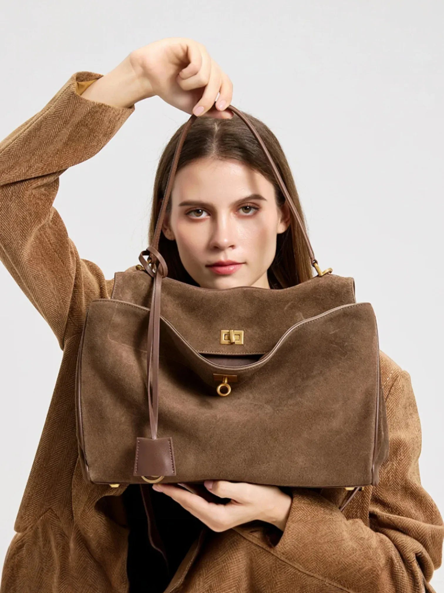 Sac a Main de Cours en Suède Marron