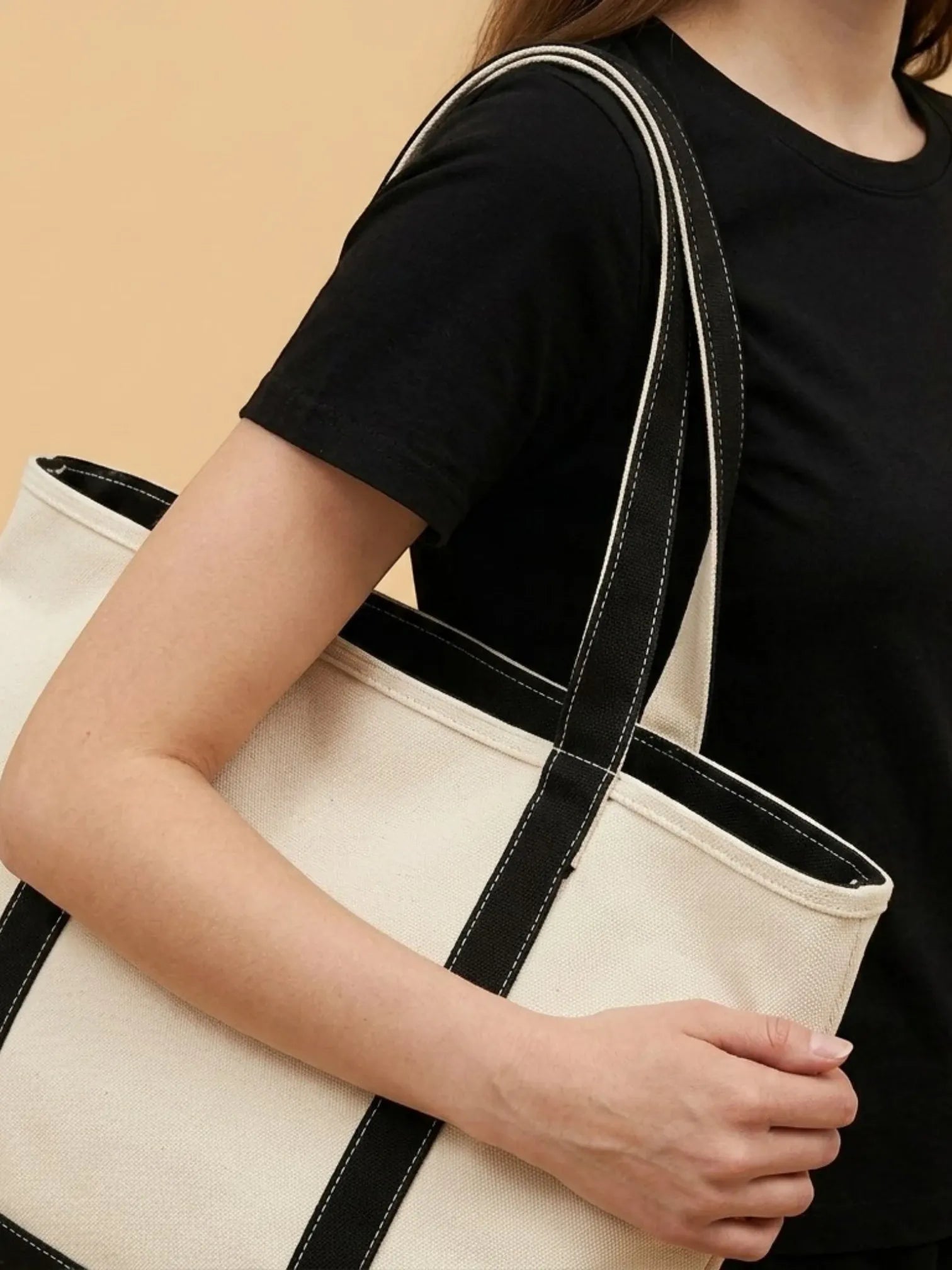 Sac a main de cours en toile élégant Noir