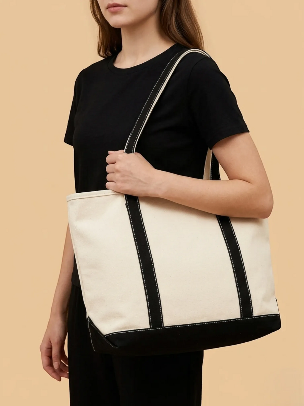 Sac a main de cours en toile élégant Noir