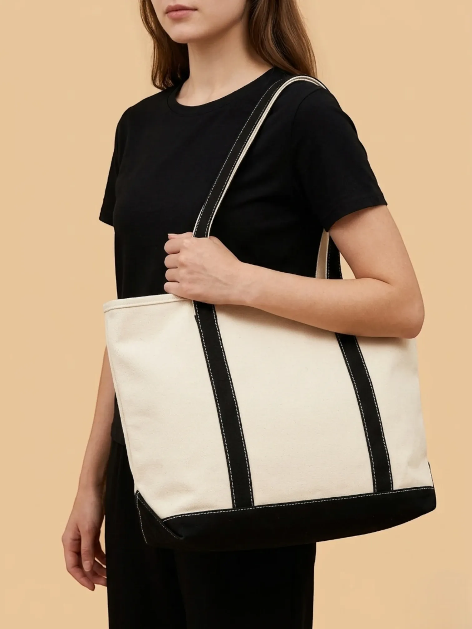 Sac a main de cours en toile élégant Noir