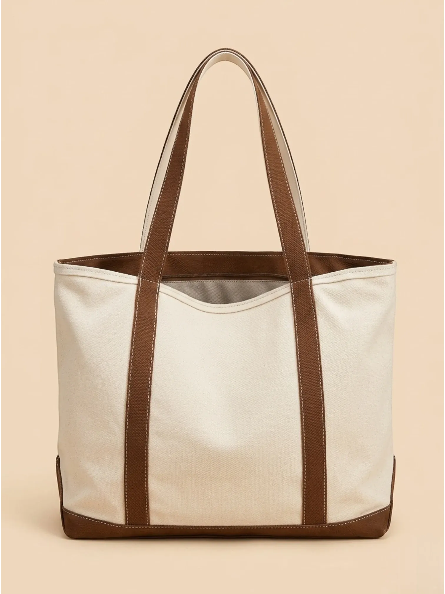 Sac a main de cours en toile élégant Khaki / 33x28x16cm