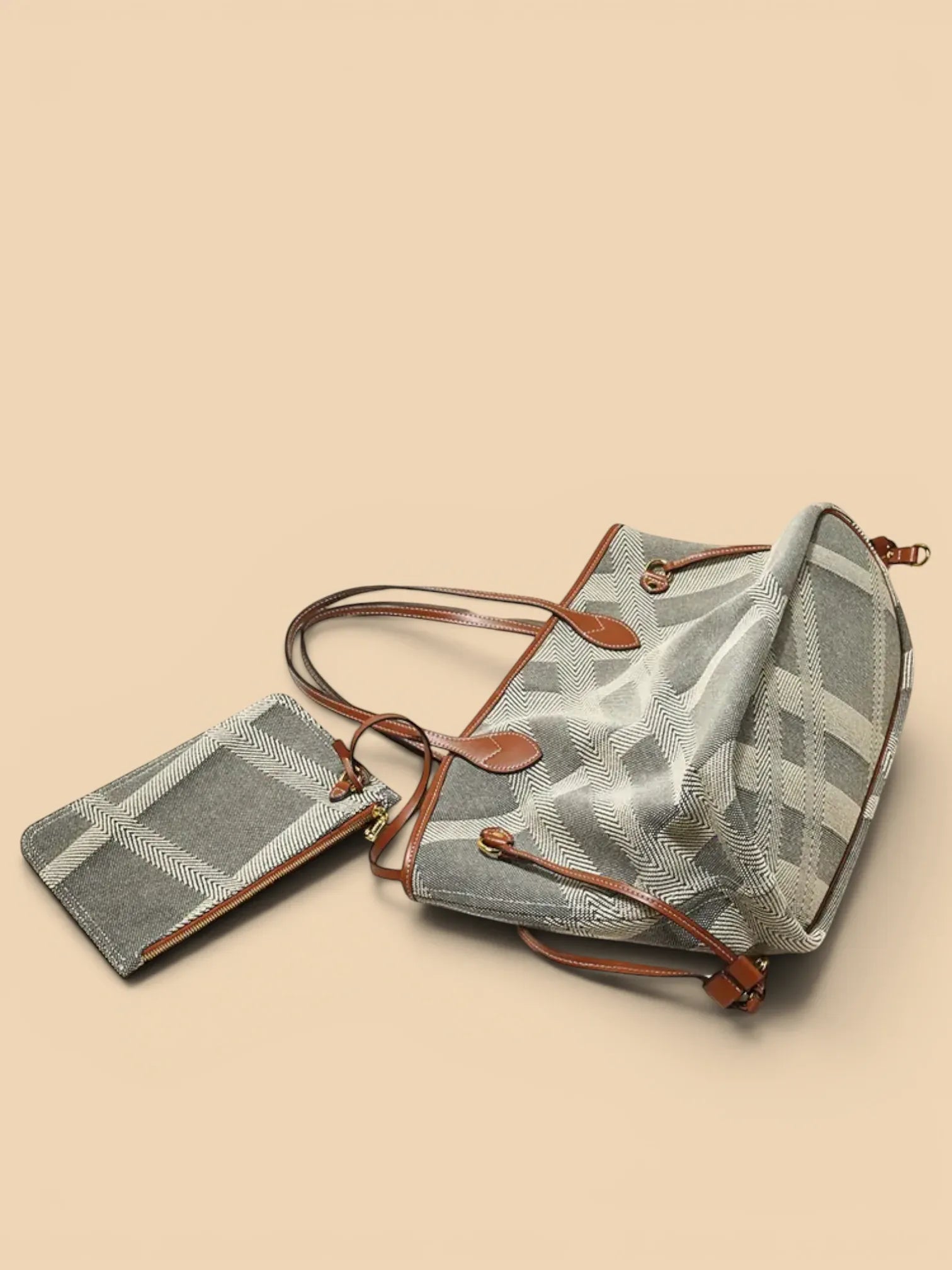 Sac a Main de Cours en Toile Travaillé Gris