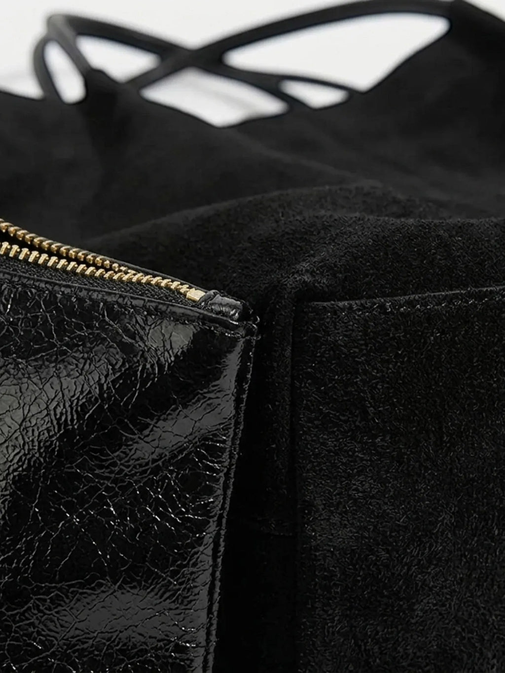 Sac a Main de Cours Fin en Suédine Noir