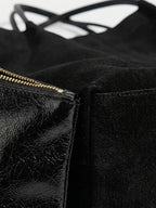 Sac a Main de Cours Fin en Suédine Noir