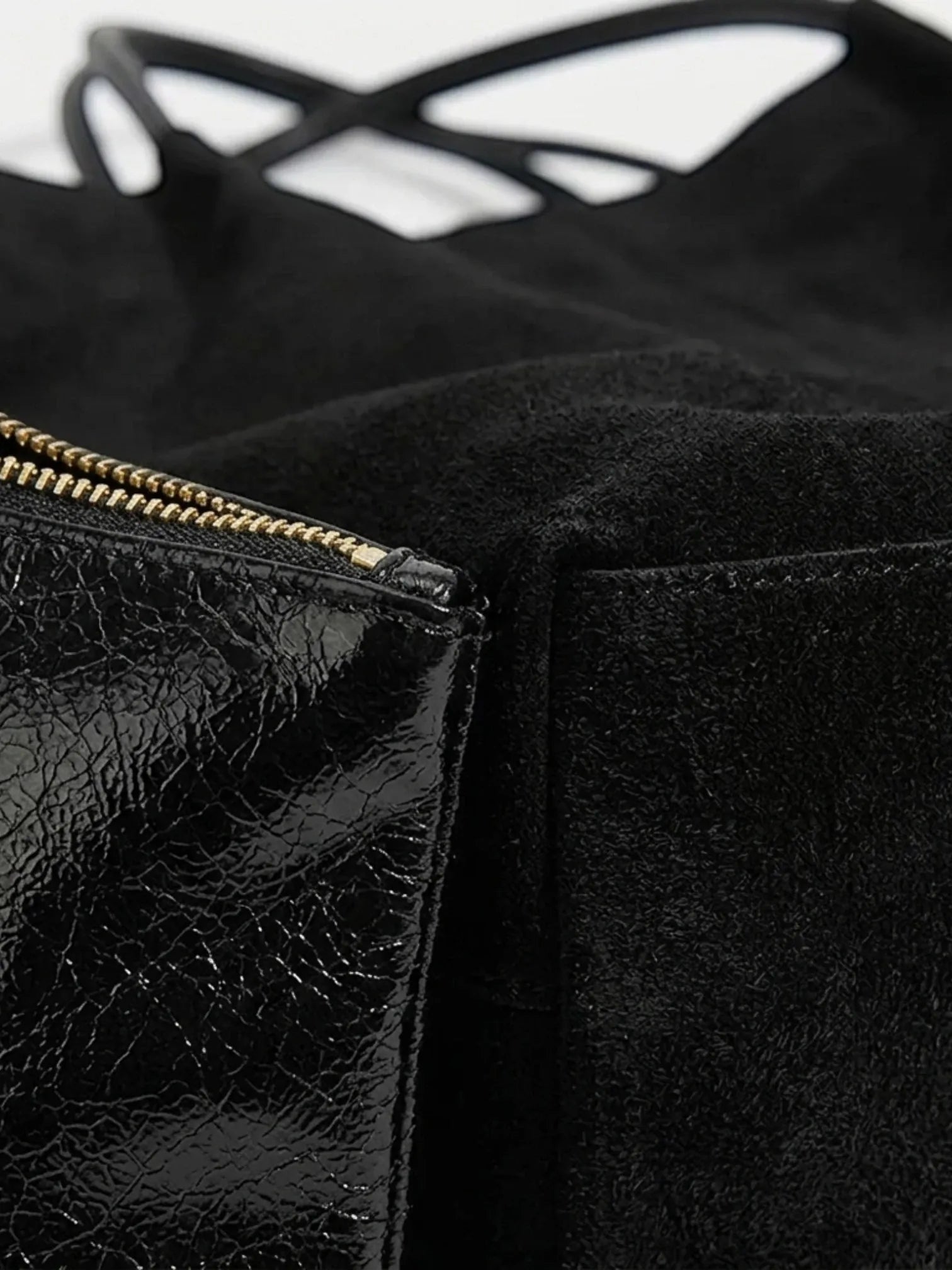 Sac a Main de Cours Fin en Suédine Noir