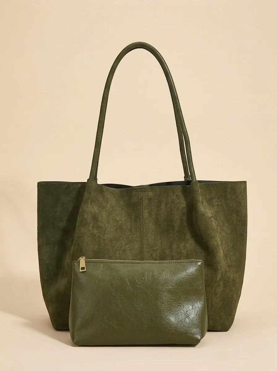 Sac a Main de Cours Fin en Suédine Vert