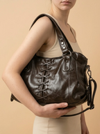 Sac a Main de Cours Lanière Rétro Café