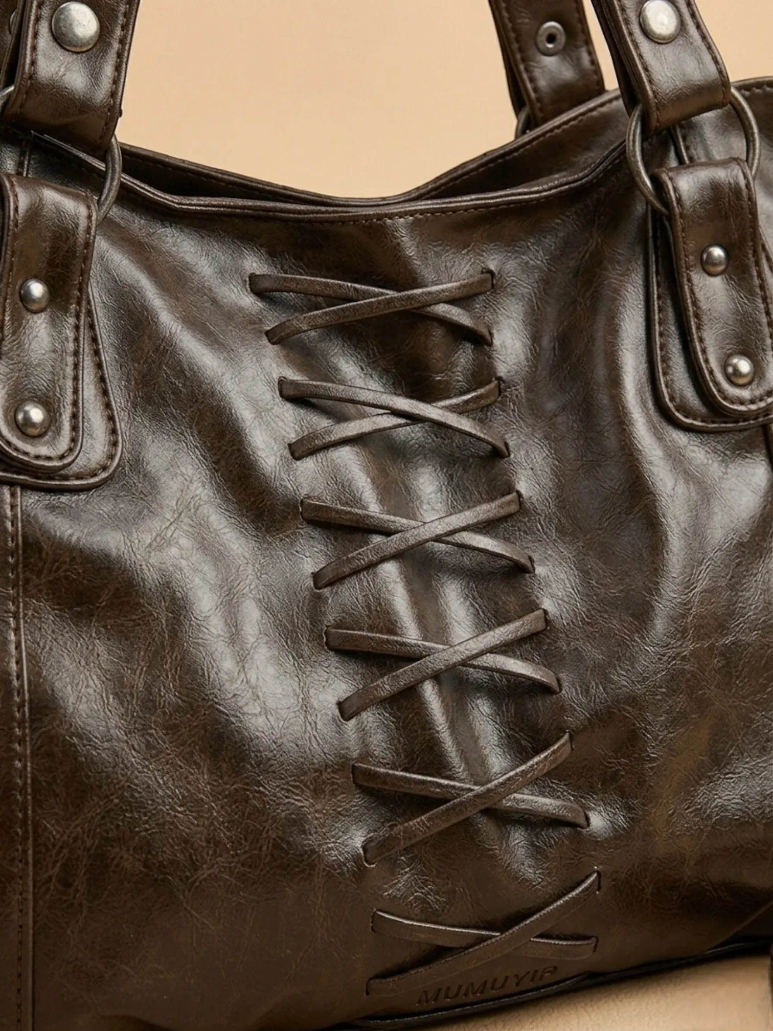 Sac a Main de Cours Lanière Rétro Café