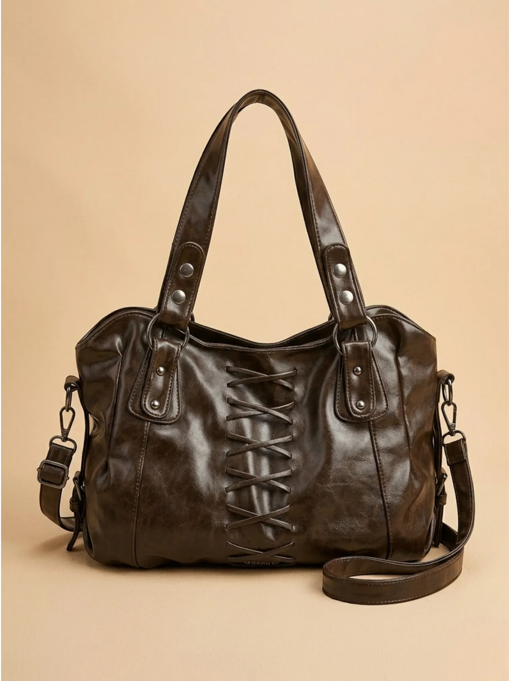 Sac a Main de Cours Lanière Rétro Café