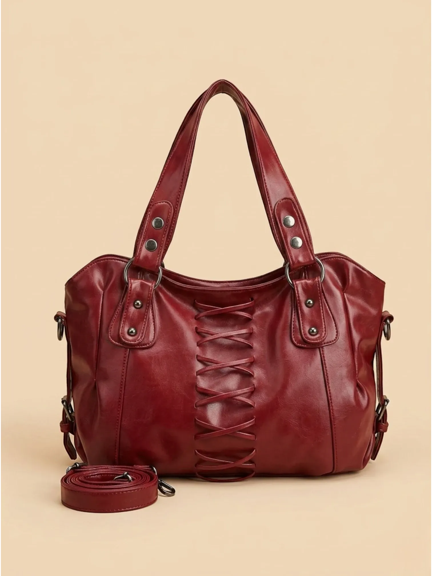 Sac a Main de Cours Lanière Rétro Rouge