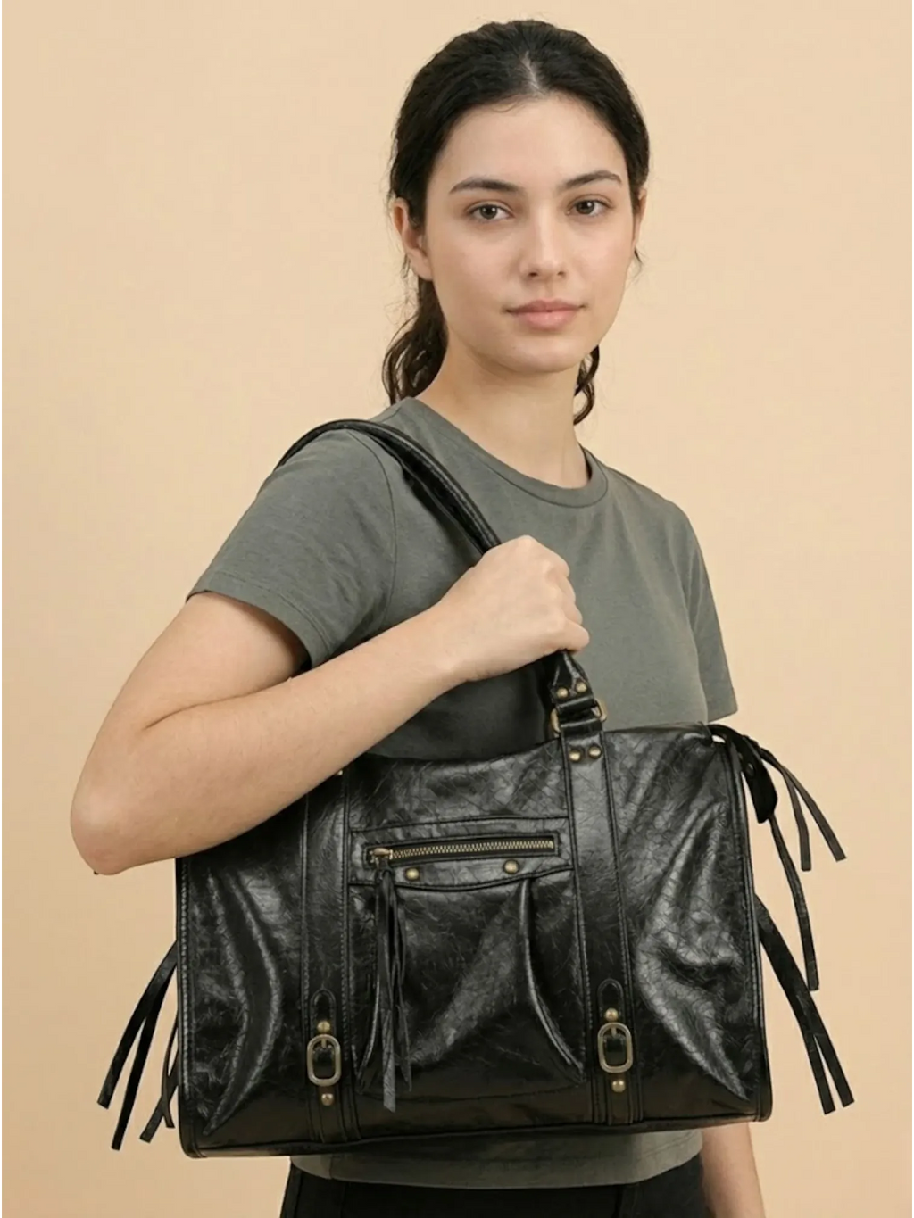 Sac a main de cours large Noir