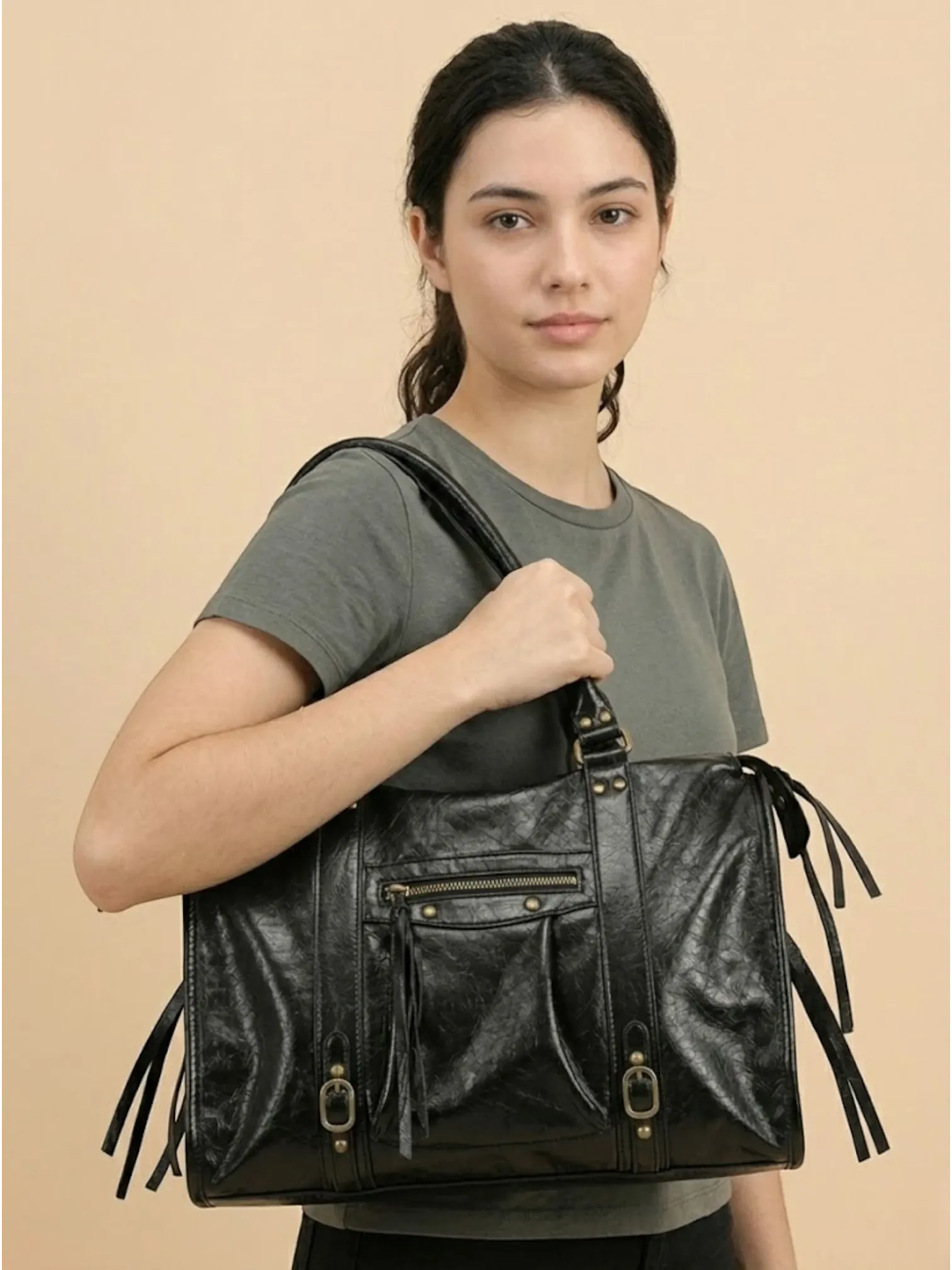 Sac a main de cours large Noir