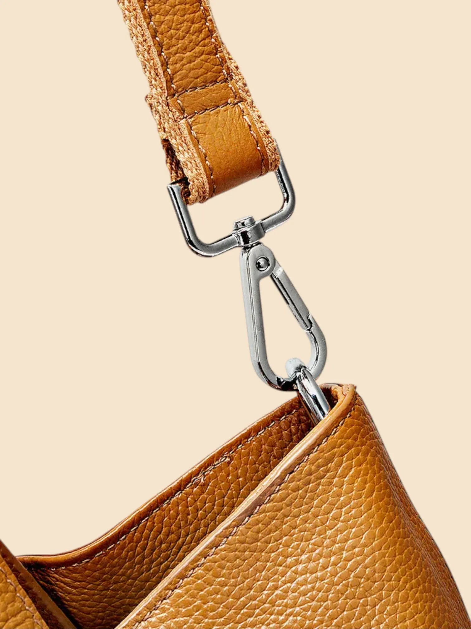 Sac a main de Cours Large en Cuir Grainé Jaune