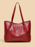 Sac a Main de Cours Large en Cuir Grainé Rouge