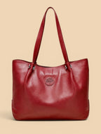 Sac a Main de Cours Large en Cuir Grainé Rouge