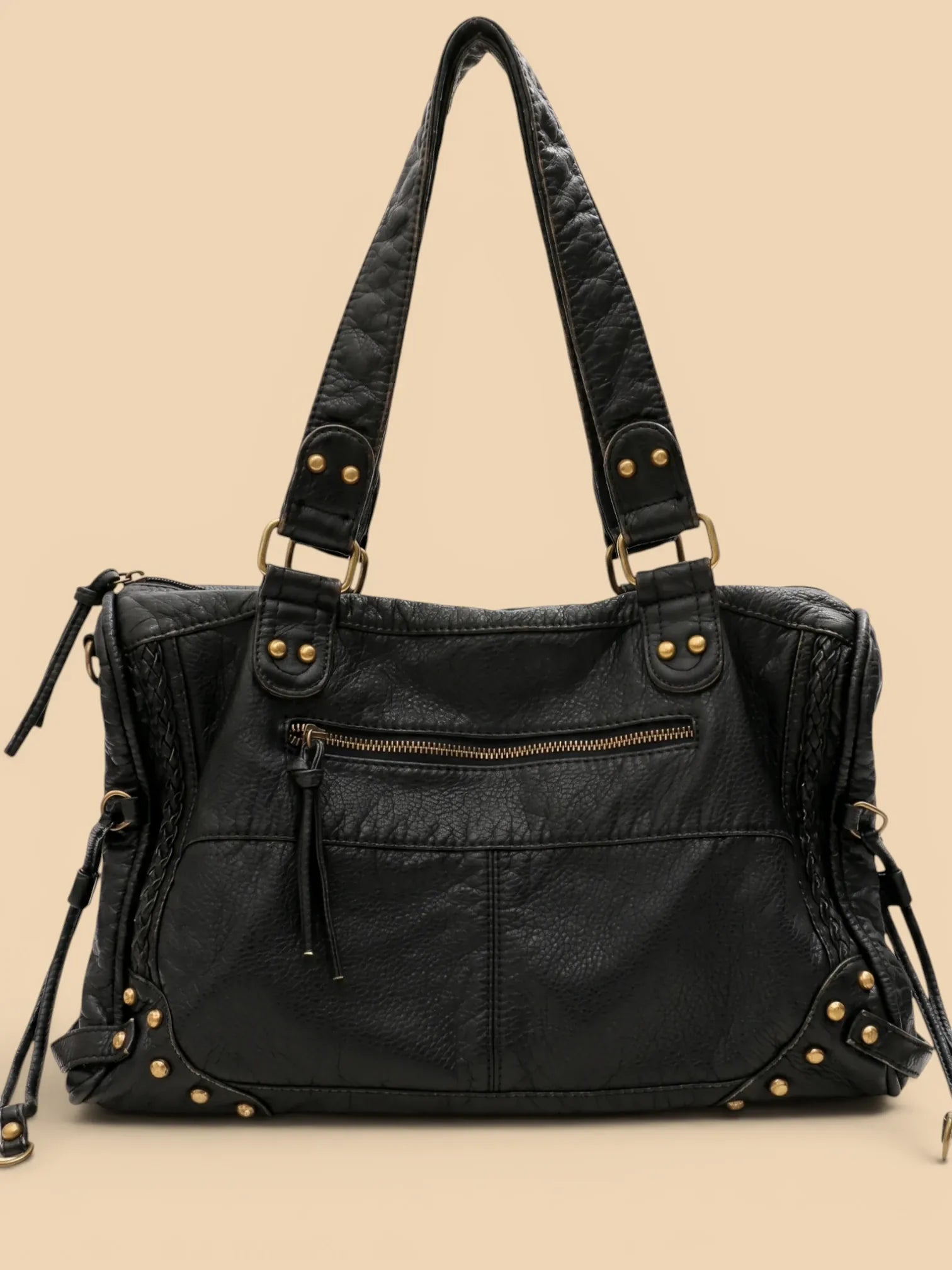 Sac a Main de Cours Lycée en Cuir Vegan Noir