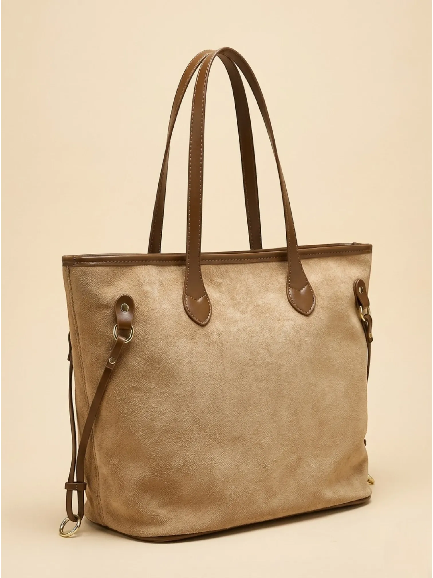 Sac a Main de Cours Marron en Suédine Khaki