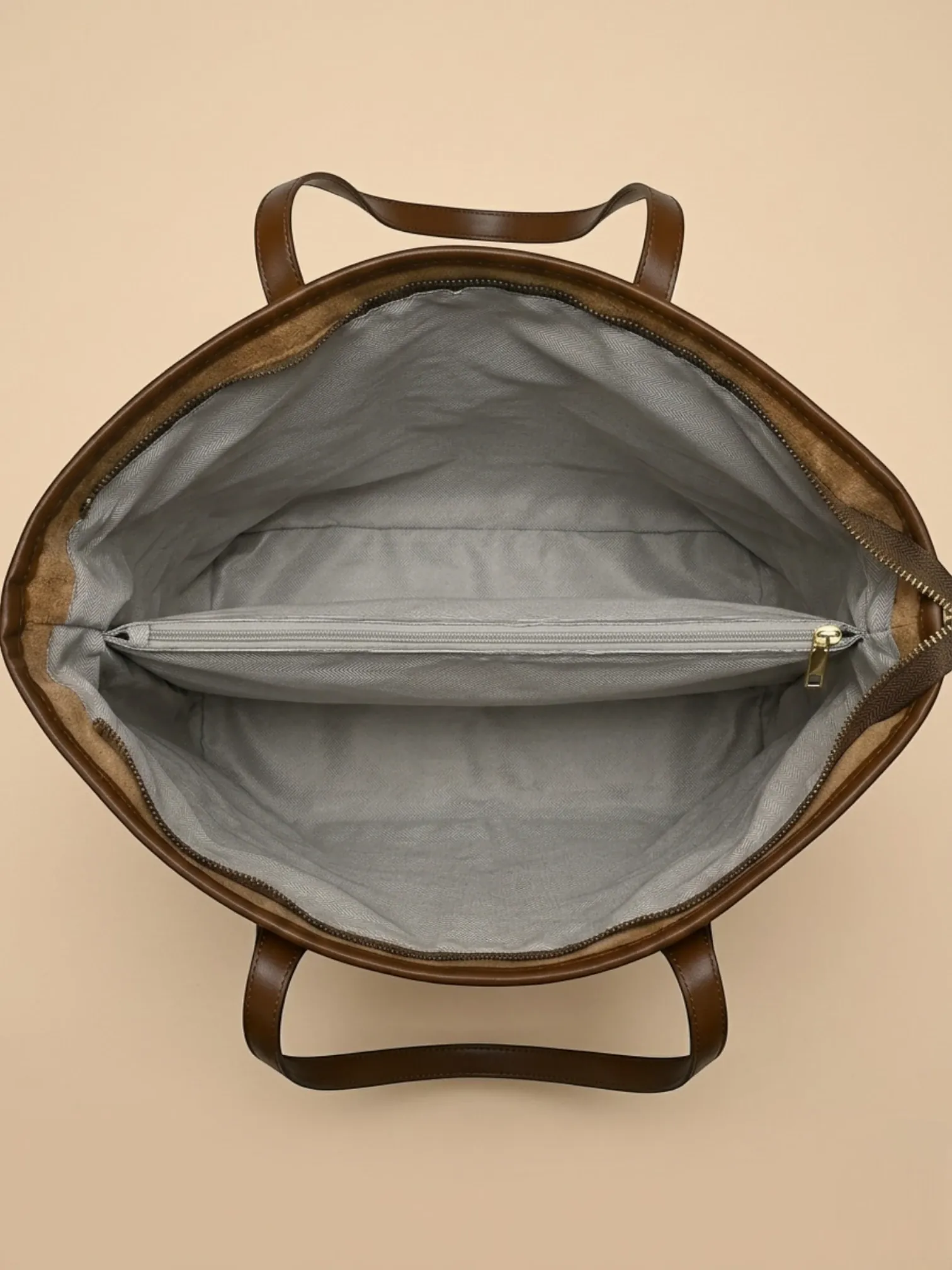 Sac a Main de Cours Marron en Suédine Khaki