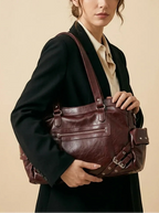 Sac a Main de Cours Rétro en Cuir Vegan Acajou