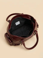 Sac a Main de Cours Rétro en Cuir Vegan Acajou