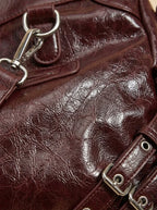 Sac a Main de Cours Rétro en Cuir Vegan Acajou