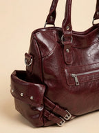 Sac a Main de Cours Rétro en Cuir Vegan Acajou