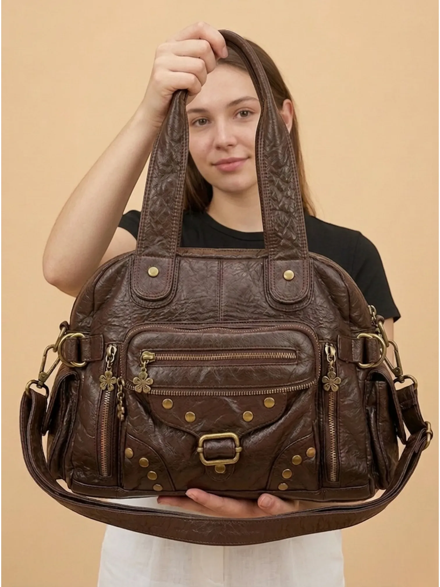 Sac a Main de Cours Y2K Fleur Café