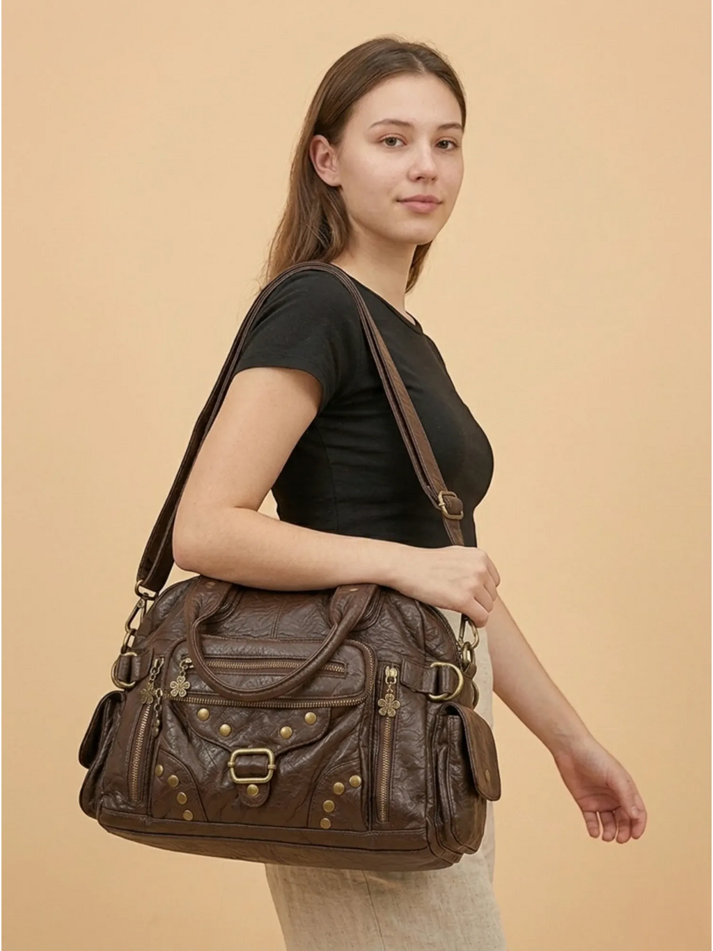 Sac a Main de Cours Y2K Fleur Café