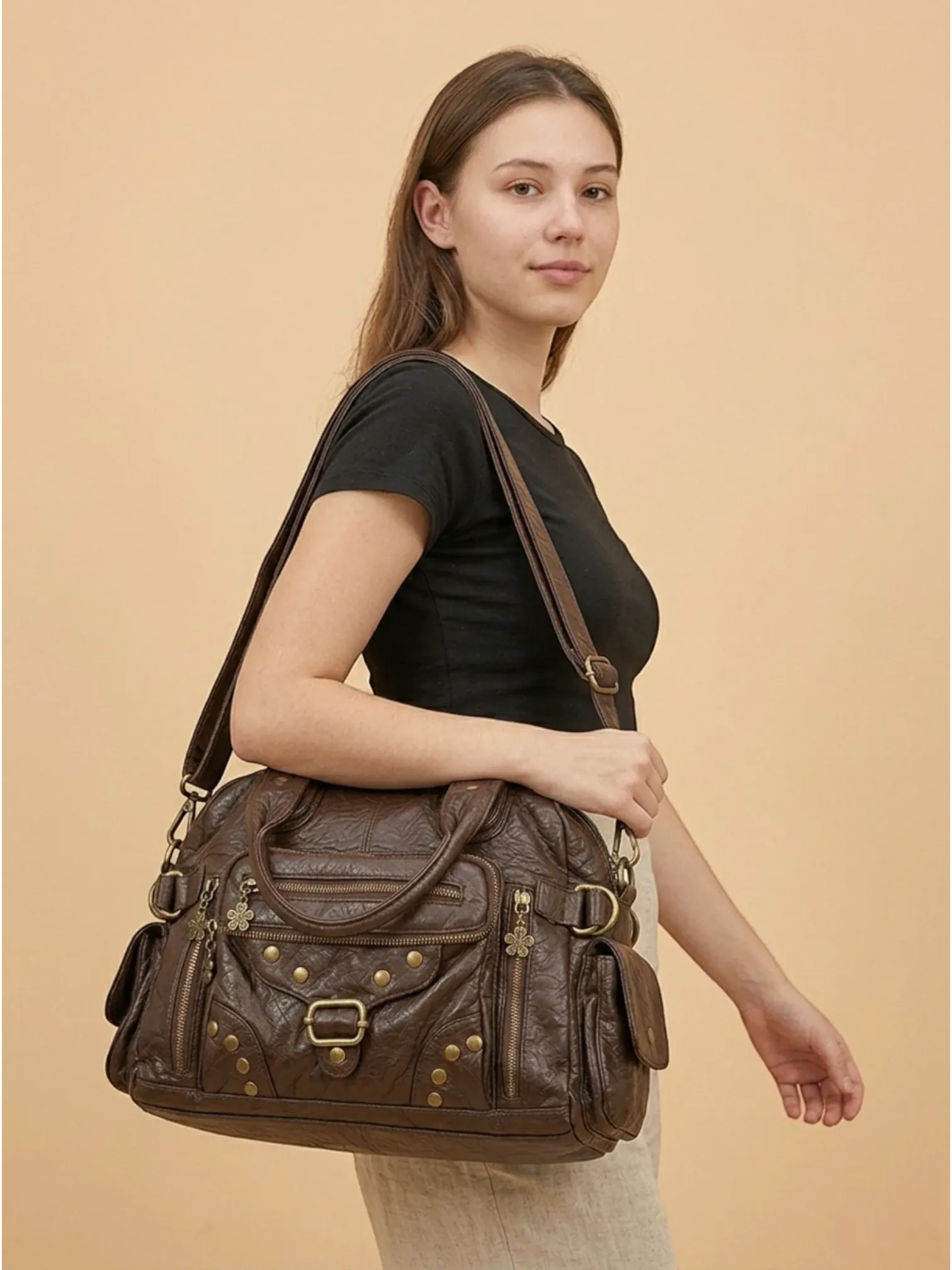 Sac a Main de Cours Y2K Fleur Café