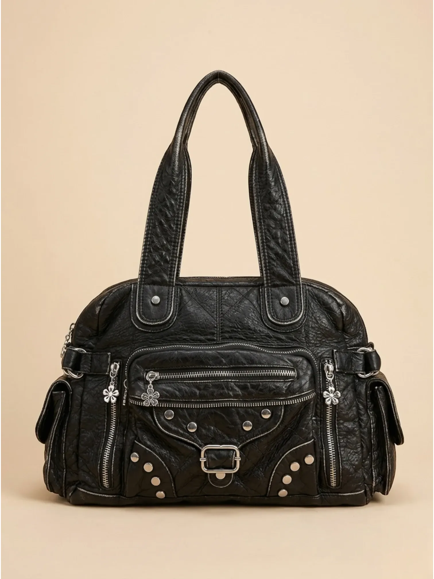 Sac a Main de Cours Y2K Fleur Noir