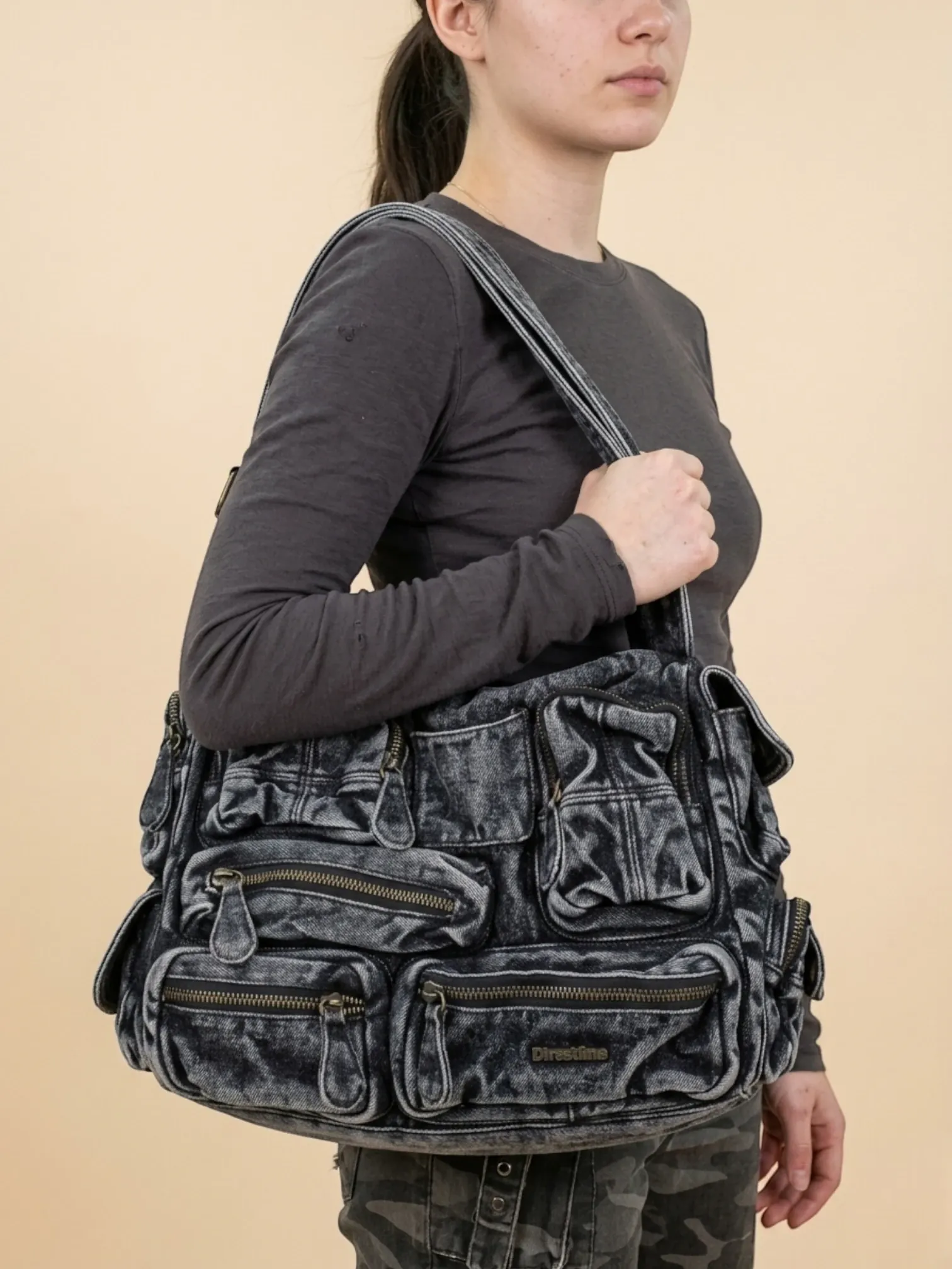 Sac a Main de Cours Y2K Multipoche Rétro Noir