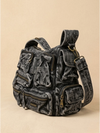 Sac a Main de Cours Y2K Multipoche Rétro Noir