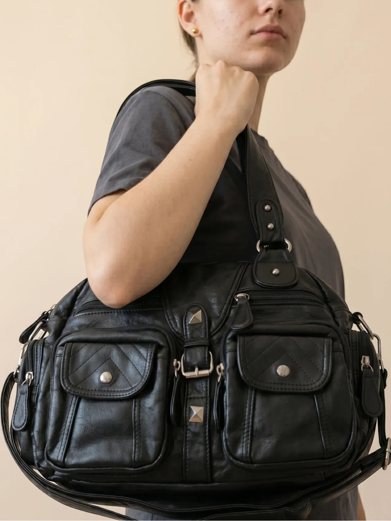 Sac a Main de Cours Y2K Ovale Noir