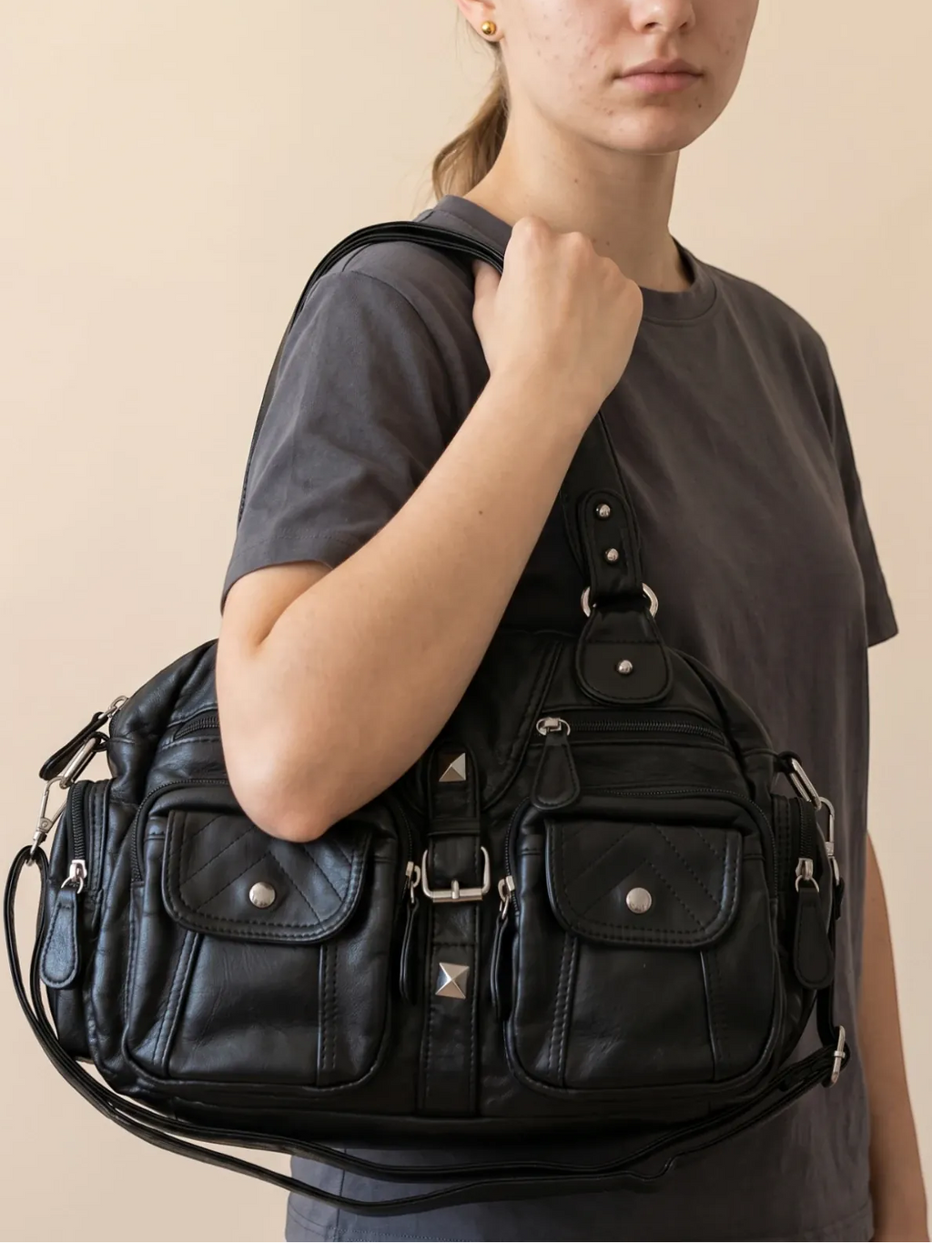 Sac a Main de Cours Y2K Ovale Noir