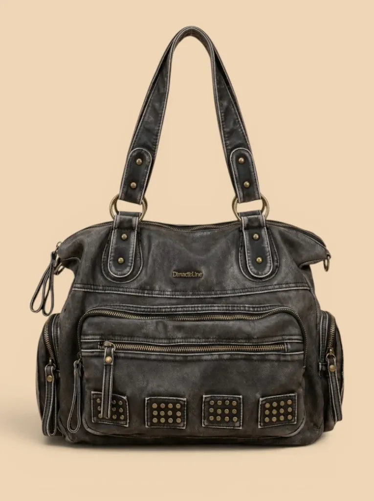 Sac Bandoulière de Cours Clouté Y2K Gris