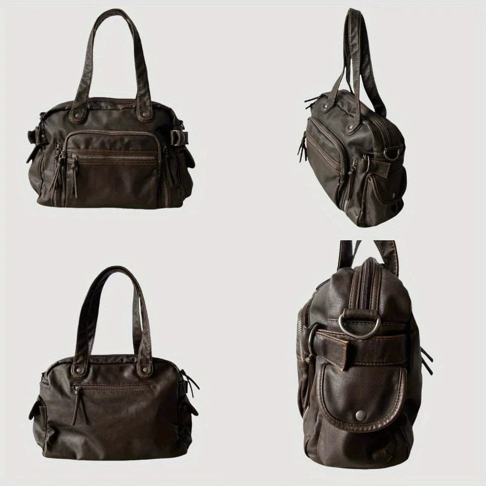 Sac Bandoulière de Cours en Cuir Vintage
