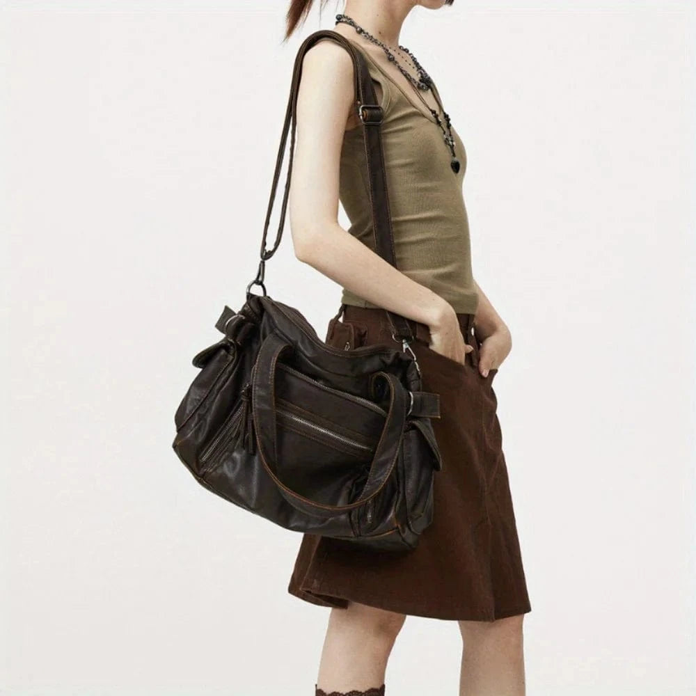 Sac Bandoulière de Cours en Cuir Vintage