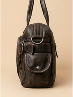 Sac Bandoulière de Cours en Simili Vintage Marron