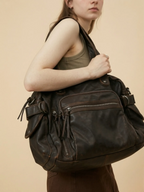 Sac Bandoulière de Cours en Simili Vintage Marron