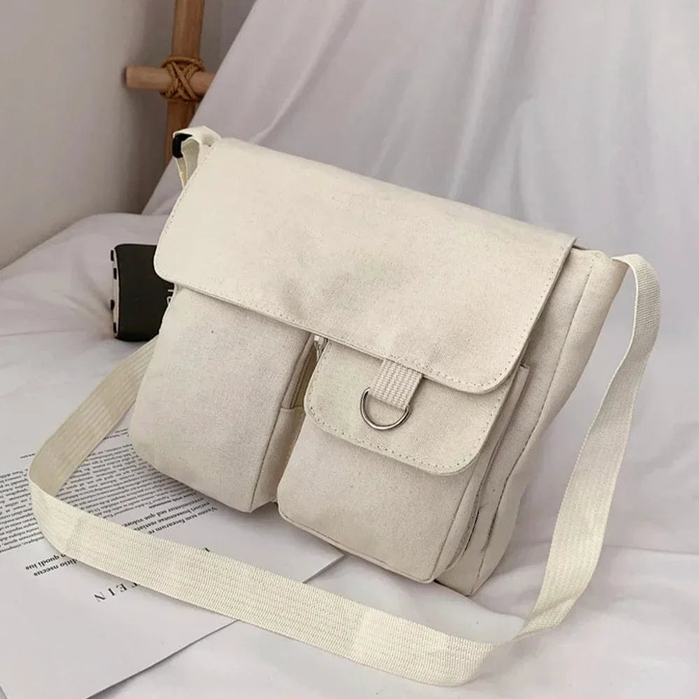 Sac Bandoulière de Cours Minimaliste Blanc