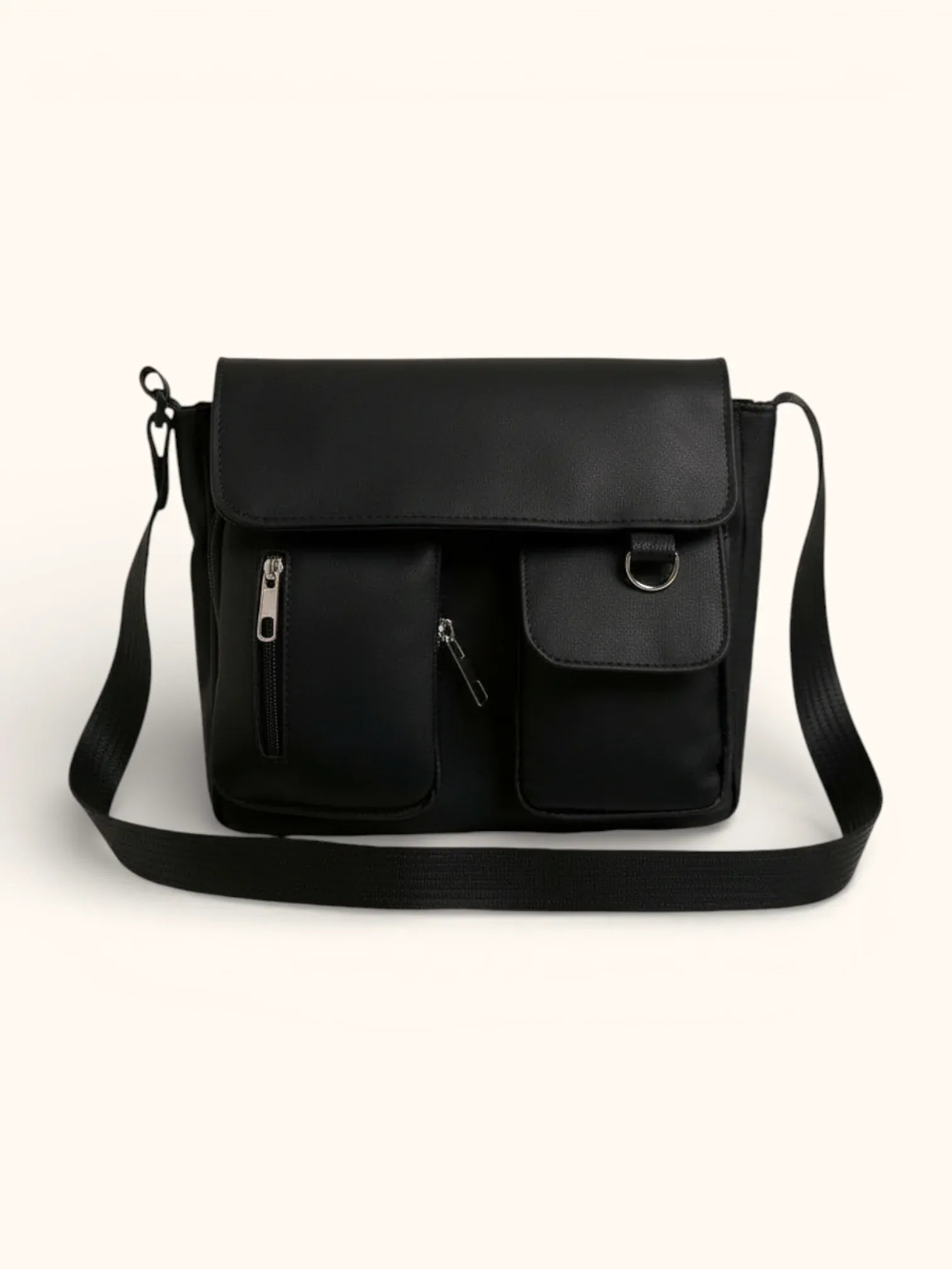 Sac Bandoulière de Cours Minimaliste Noir