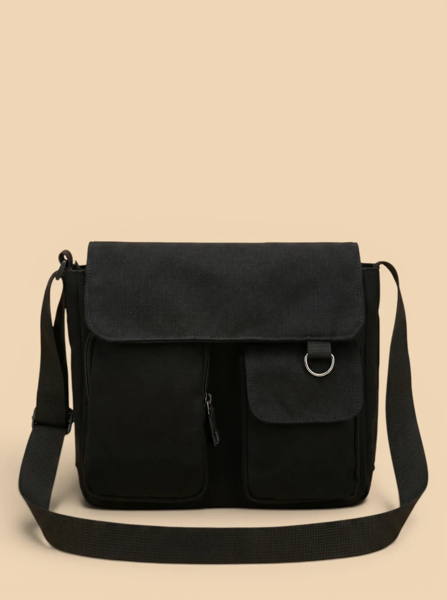 Sac Bandoulière de Cours Minimaliste Noir